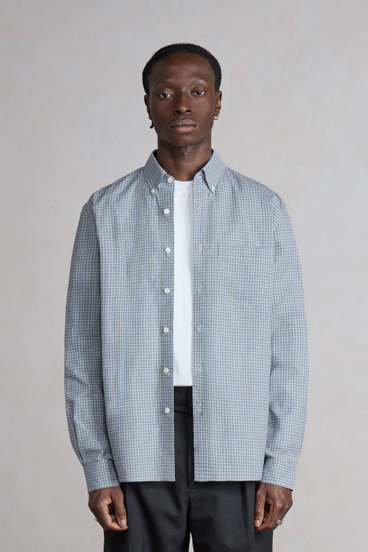 Dad's shirt - Toile de coton à carreaux Bleu/Blanc