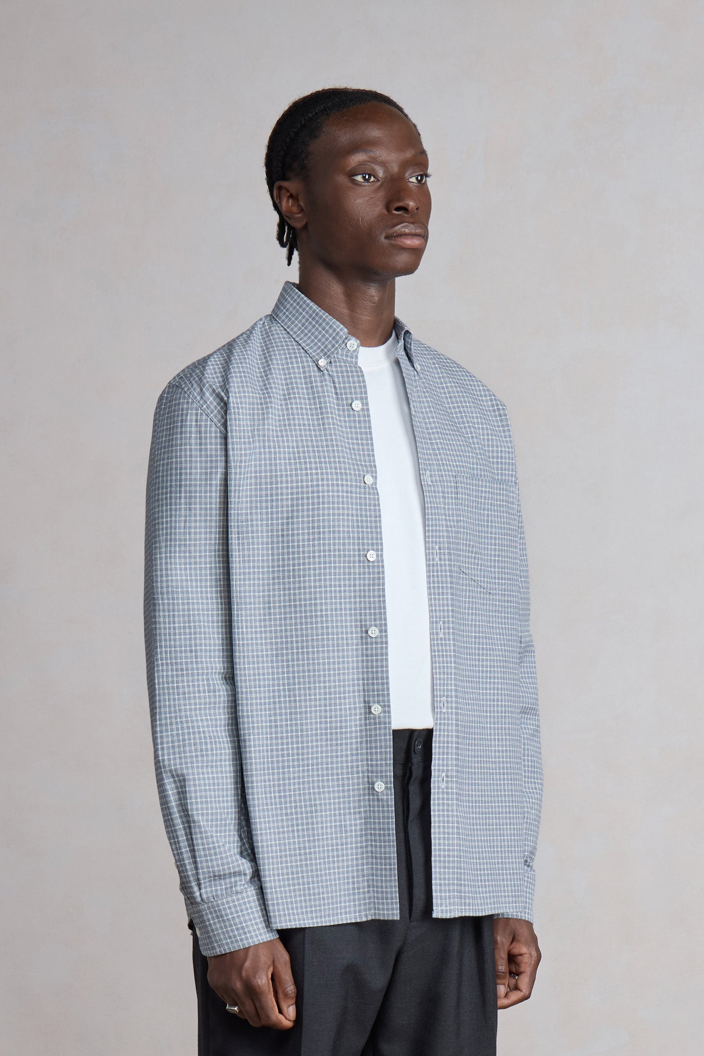 Dad's shirt - Toile de coton à carreaux Bleu/Blanc