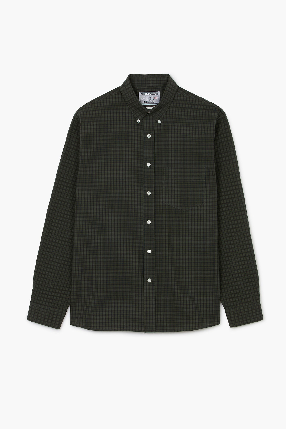 Dad's Shirt - Coton brossé à micro carreaux Vert Foncé/Vert
