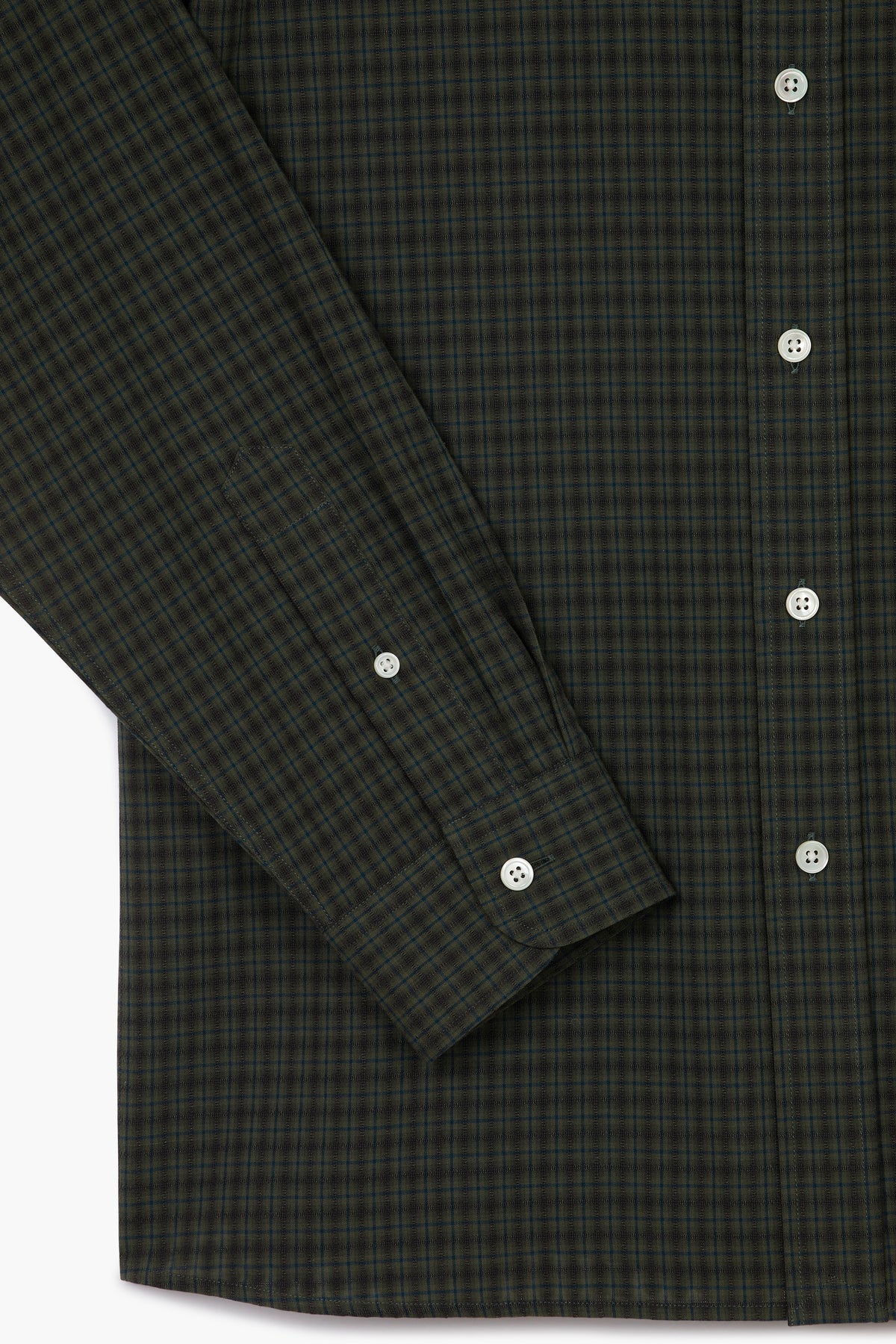 Dad's Shirt - Coton brossé à micro carreaux Vert Foncé/Vert