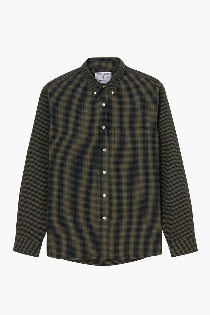 Dad's shirt - Coton brossé à micro carreaux Vert Foncé/Vert