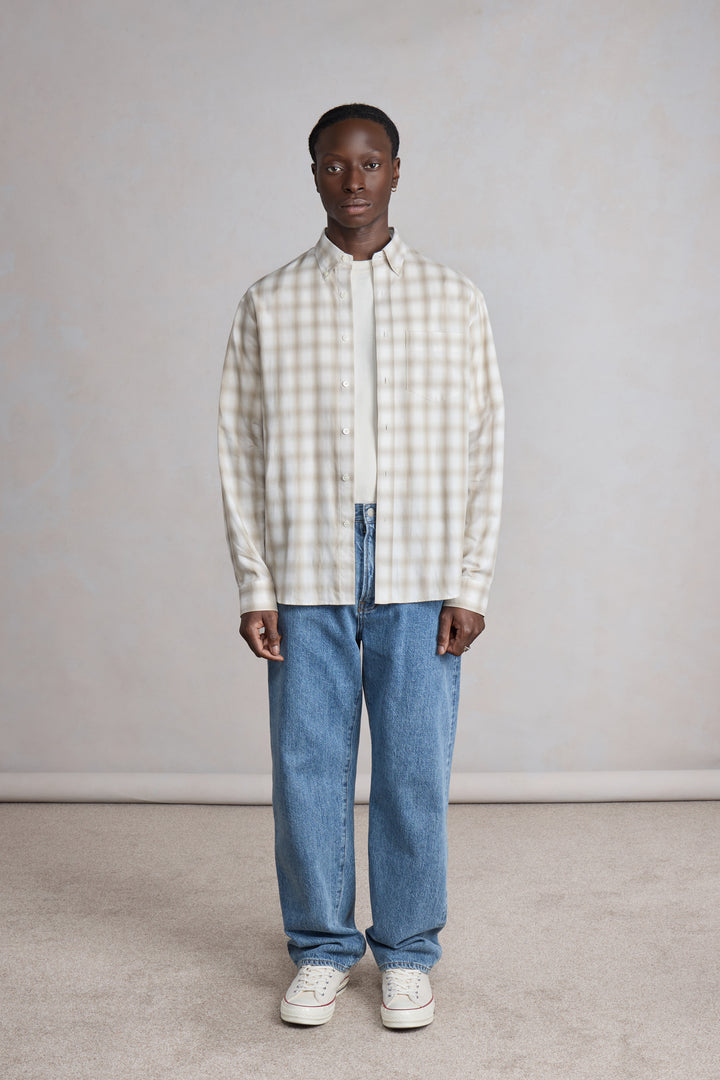 Dad's shirt - Coton à carreaux ombrés - Beige