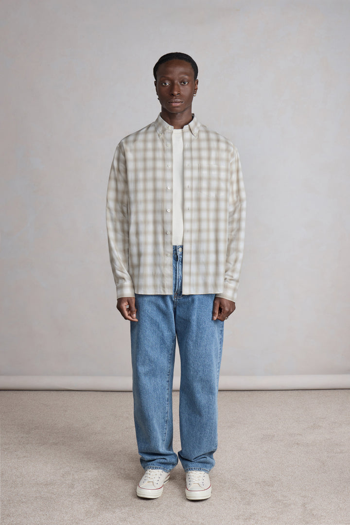 Dad's shirt - Coton à carreaux ombrés - Beige