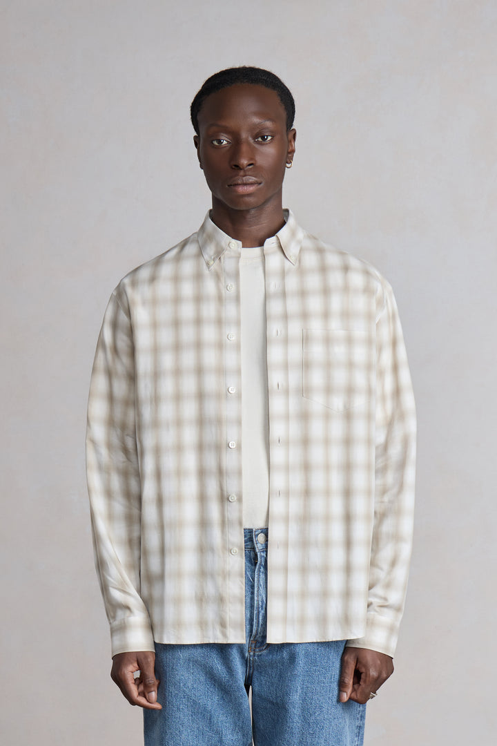 Dad's shirt - Coton à carreaux ombrés - Beige