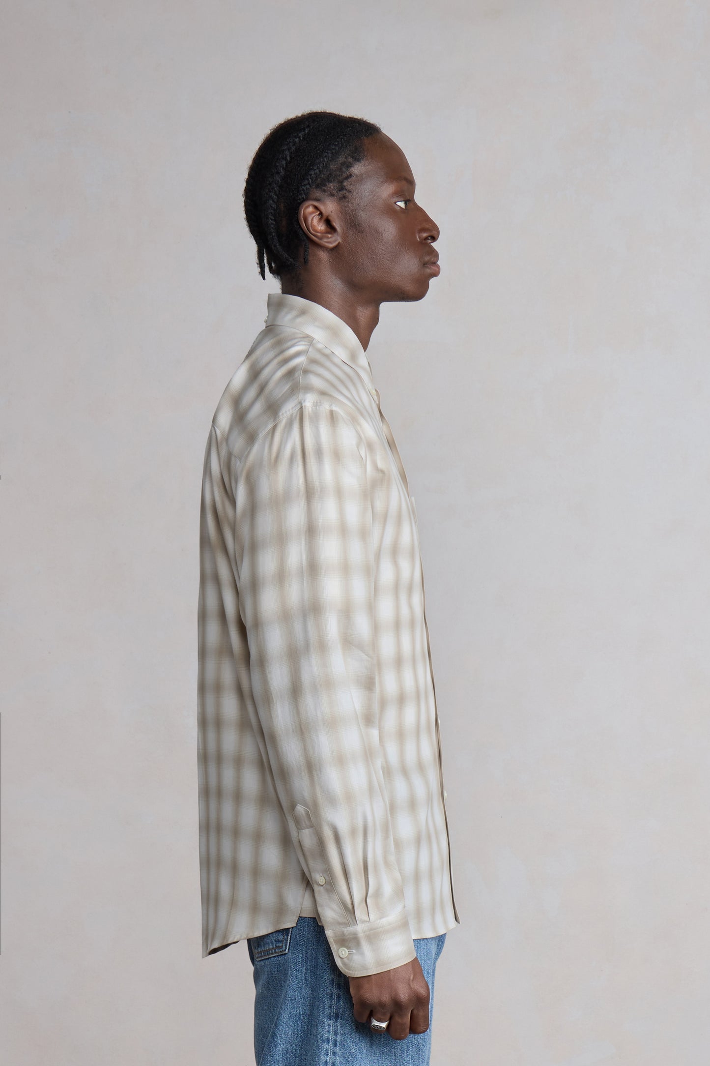 Dad's shirt - Coton à carreaux ombrés - Beige