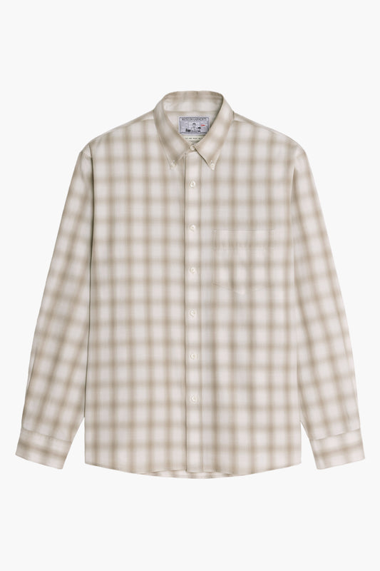 Dad's shirt - Coton à carreaux ombrés - Beige