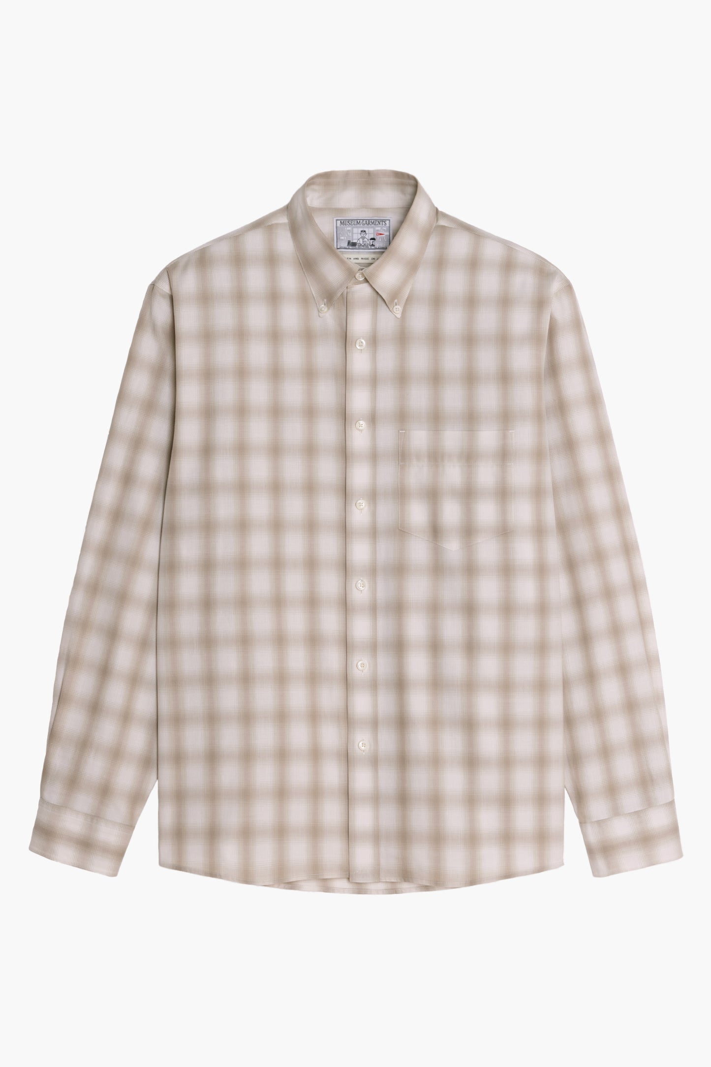 Dad's Shirt - Ombré Check Cotton - Beige