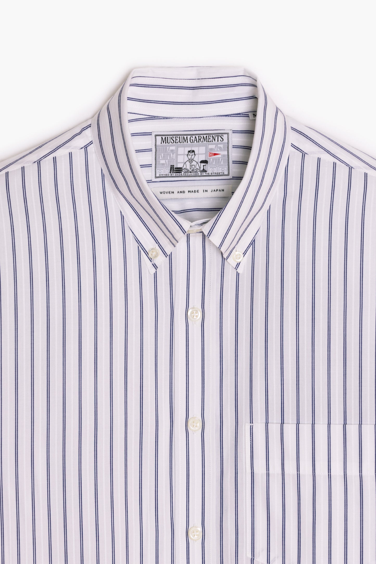 Dad's Shirt - Blue/White Striped Dobby Cotton