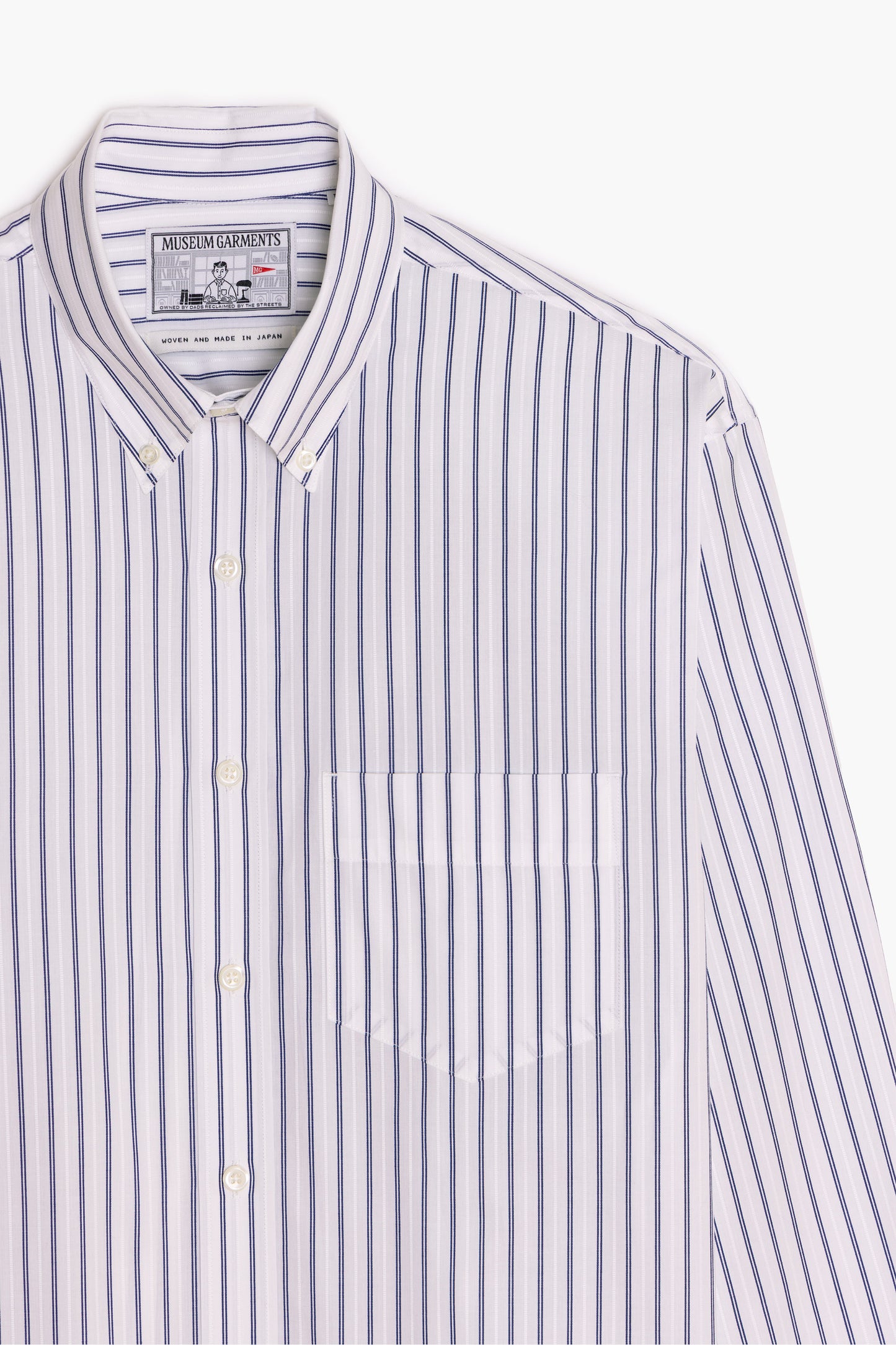 Dad's Shirt - Blue/White Striped Dobby Cotton