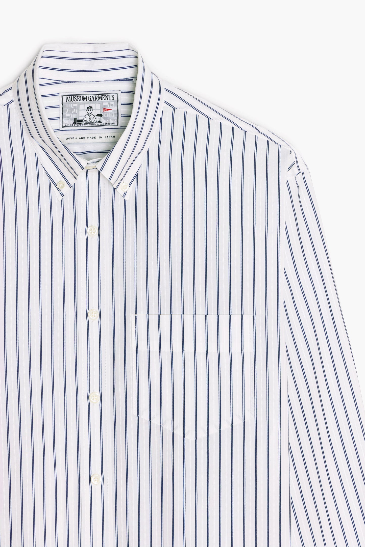 Dad's shirt - Coton à rayures dobby Bleu/Blanc