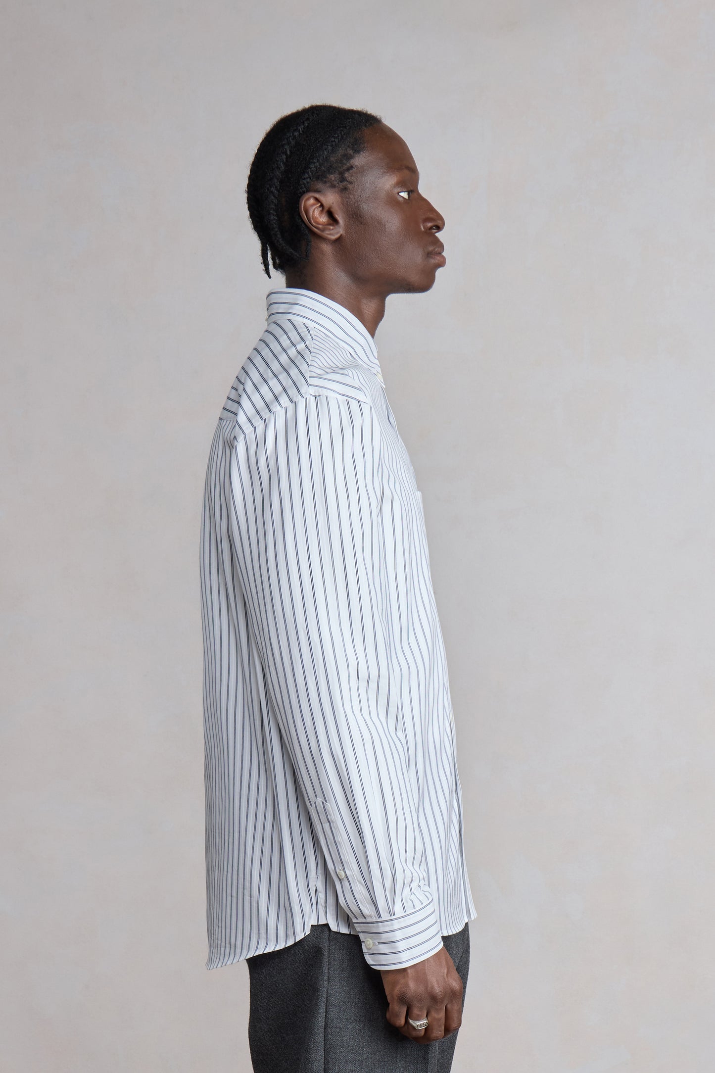 Dad's shirt - Coton à rayures dobby Bleu/Blanc