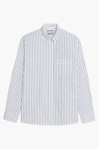 Dad's shirt - Coton à rayures dobby Bleu/Blanc