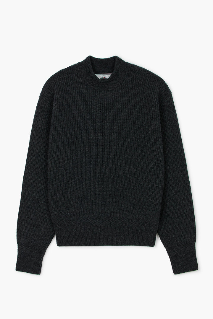 Deck Sweater - Laine d'agneau Gris Chiné Anthracite