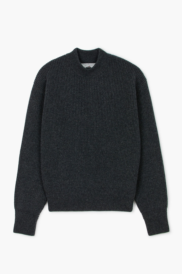 Deck Sweater - Laine d'agneau Gris Chiné Anthracite