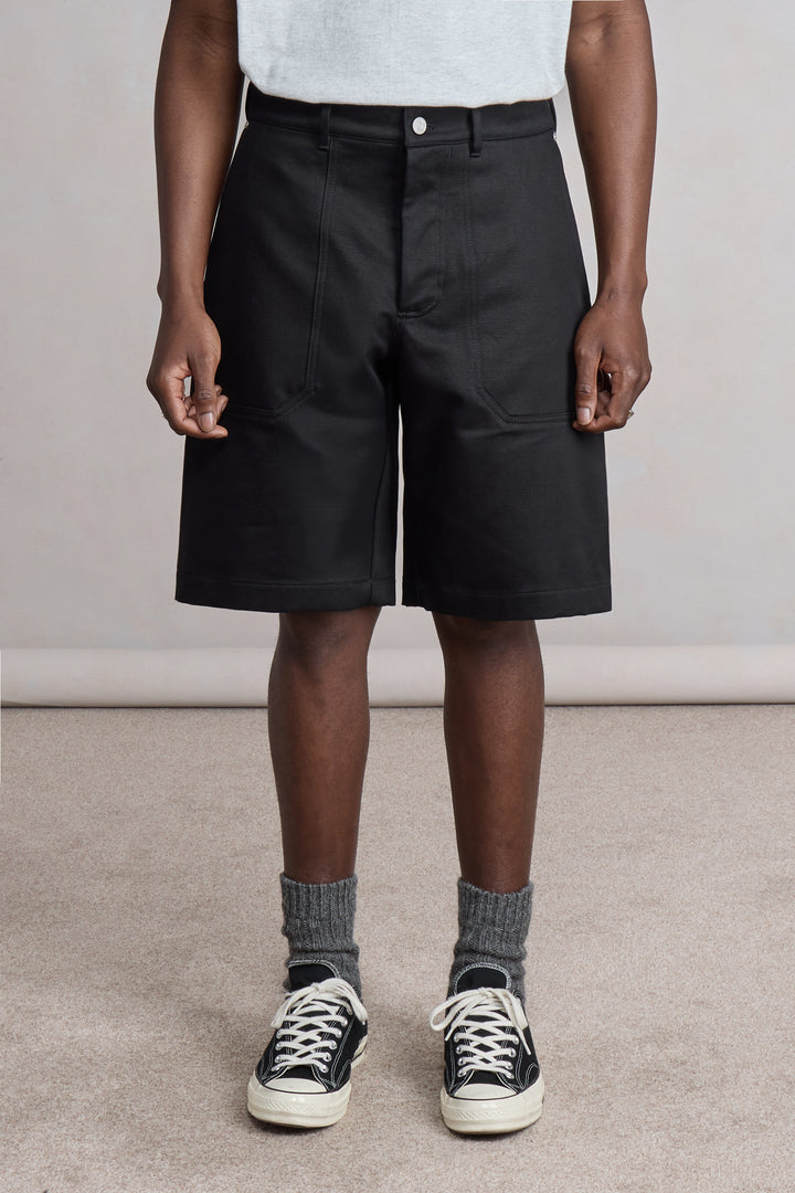 Fatigue Shorts - Satin de coton Noir
