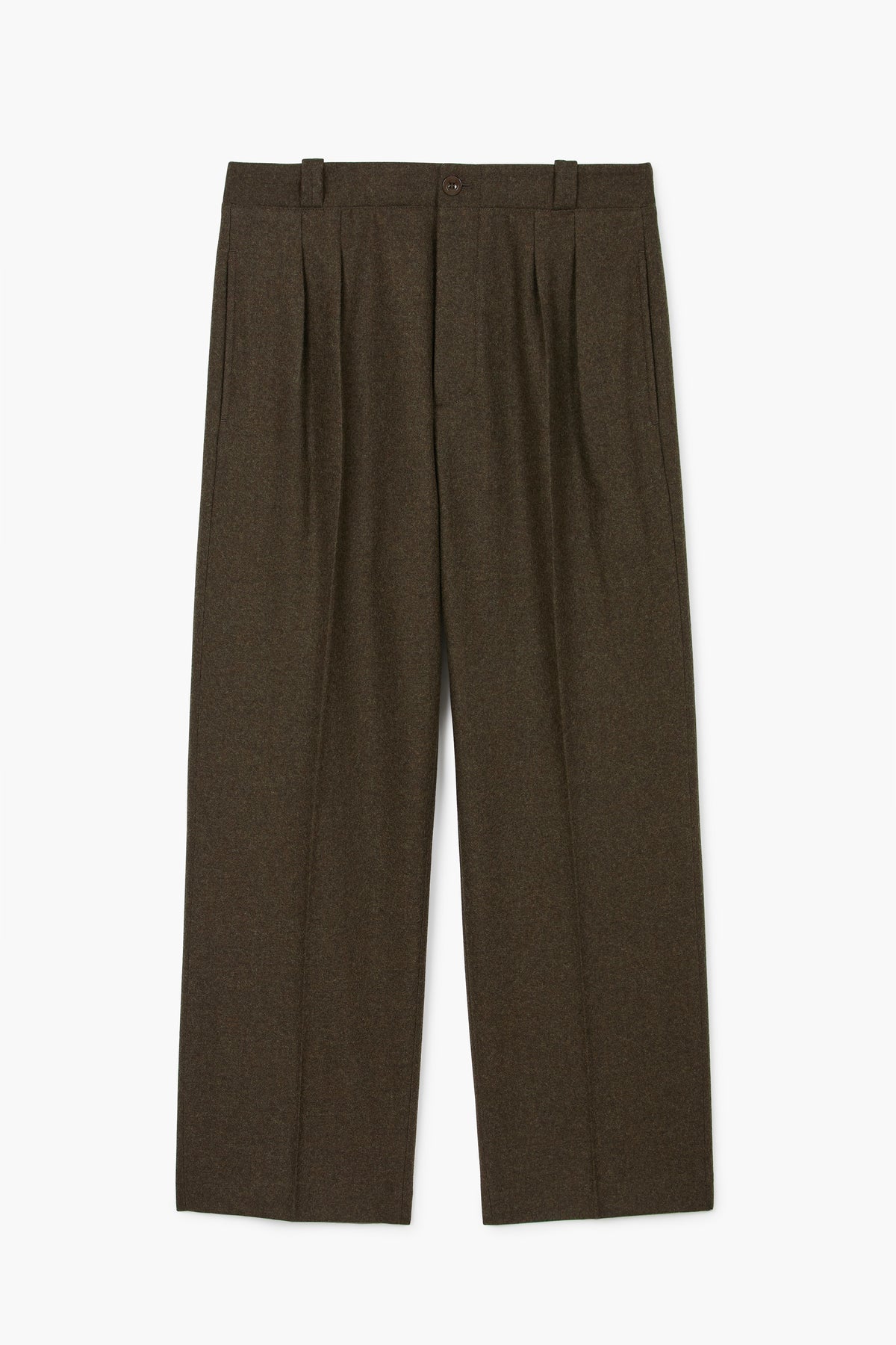 French Military Pants - Heavy virgin wool flannel Dark Green Melange