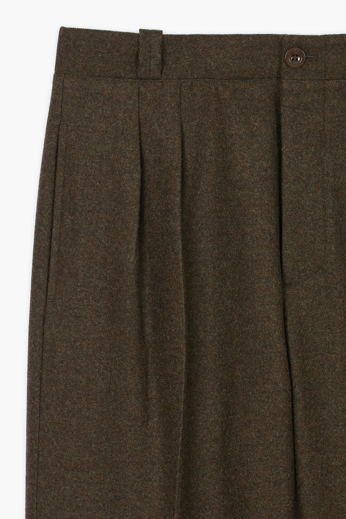 French Military Pants - Heavy virgin wool flannel Dark Green Melange