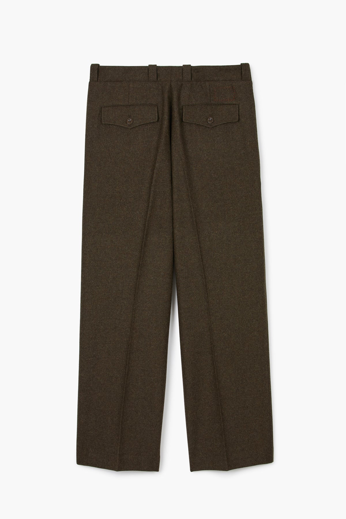 French Military Pants - Heavy virgin wool flannel Dark Green Melange