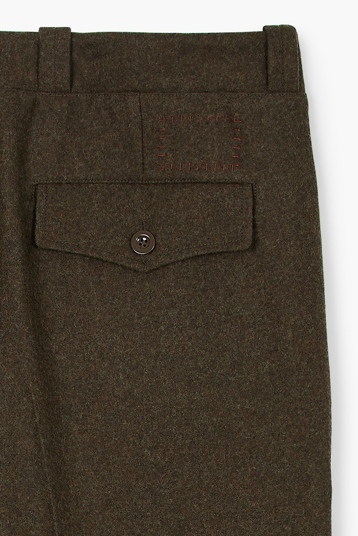 French Military Pants - Heavy virgin wool flannel Dark Green Melange