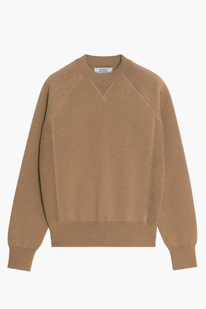 Raglan Athletic Sweater - Dark Beige Melange