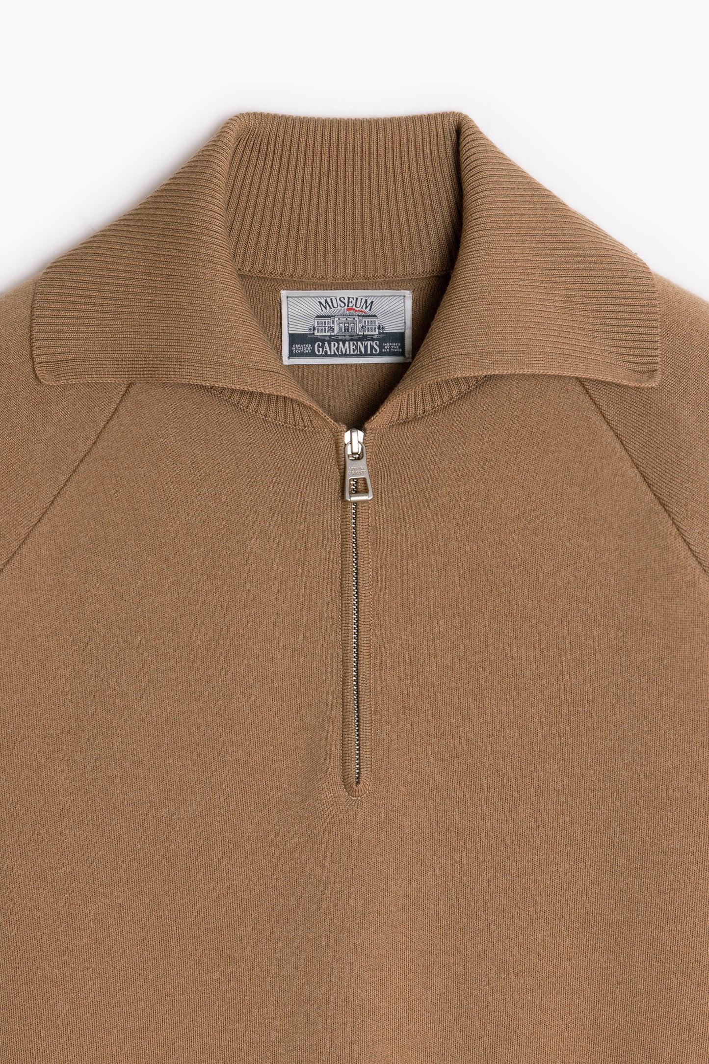 Zipped Polo Raglan - Beige melange