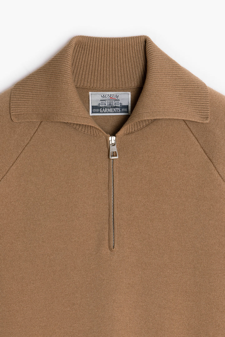 Zipped Polo Raglan - Beige melange