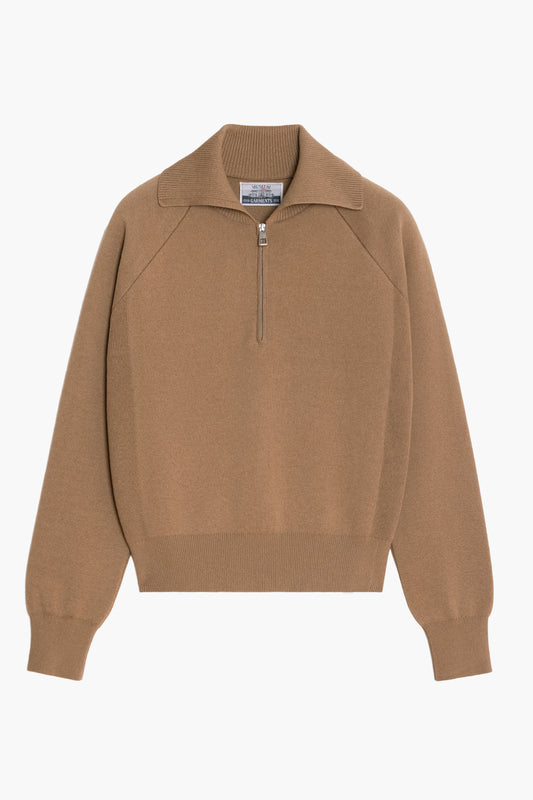 Zipped Polo Raglan - Beige melange