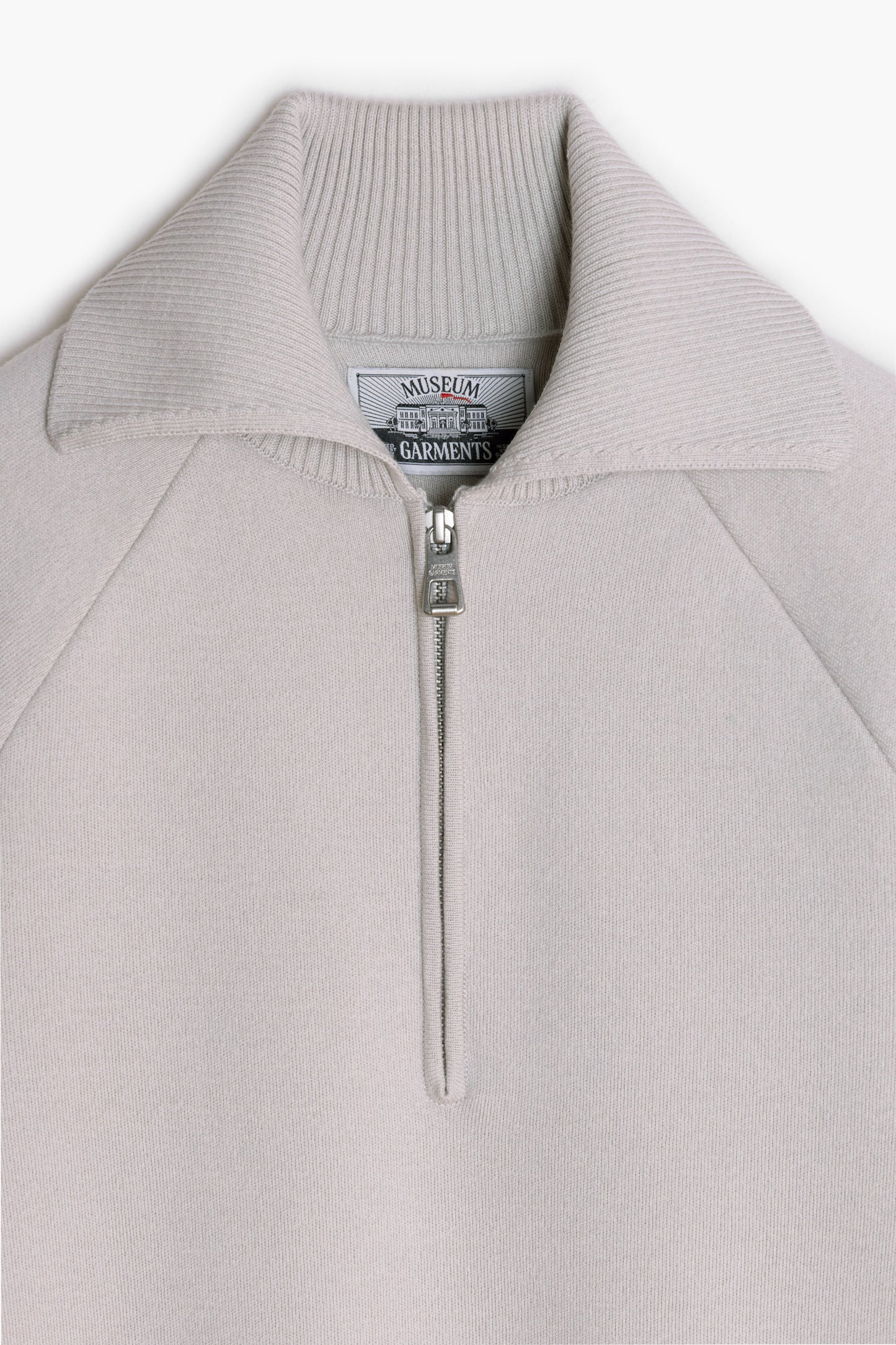 Zipped Polo Raglan - Light Grey melange