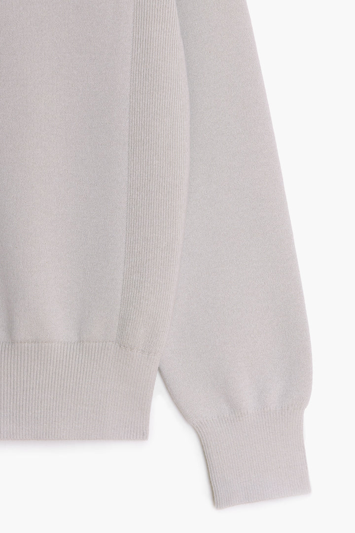 Zipped Polo Raglan - Light Grey melange