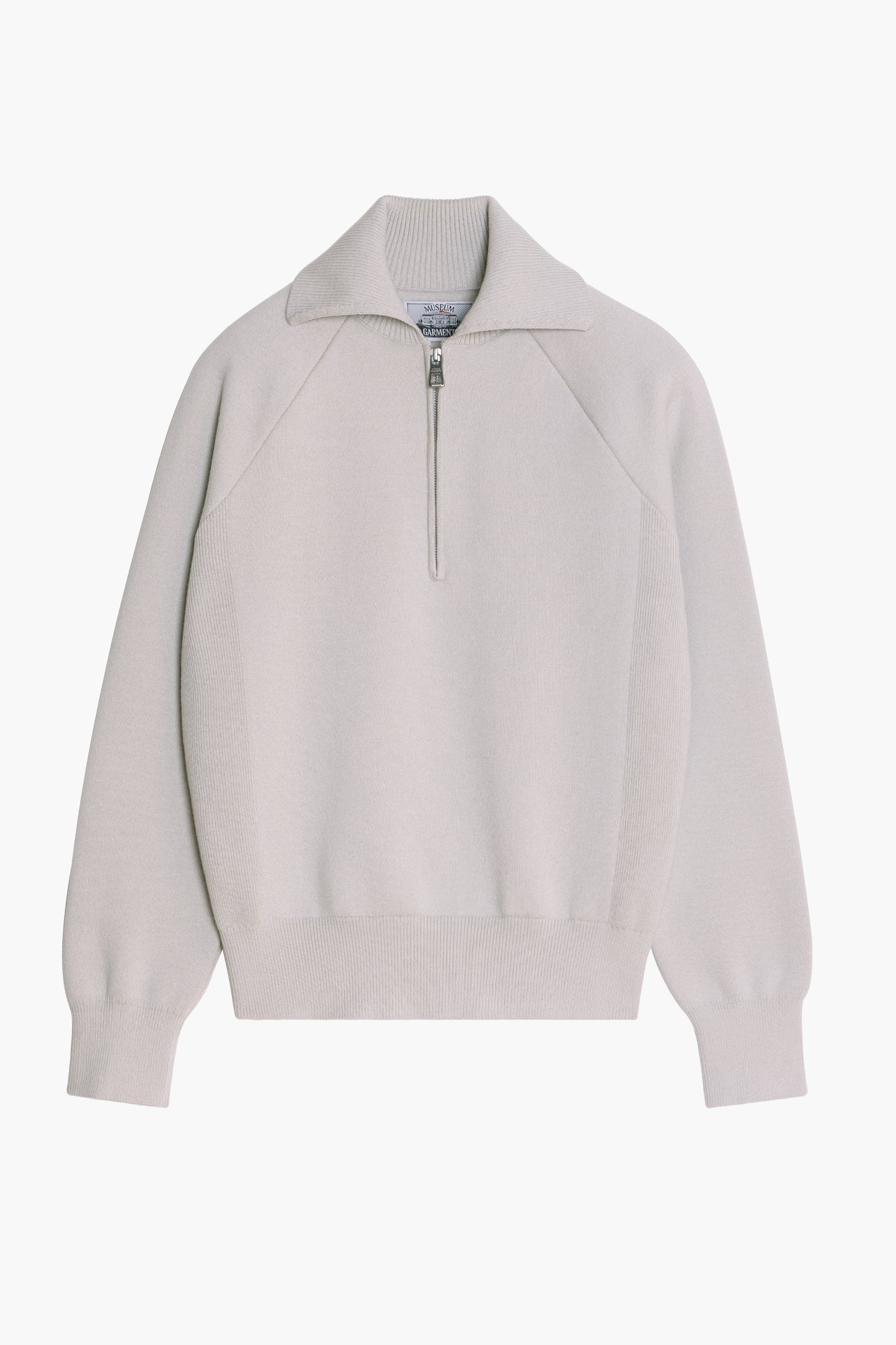 Zipped Polo Raglan - Light Grey melange