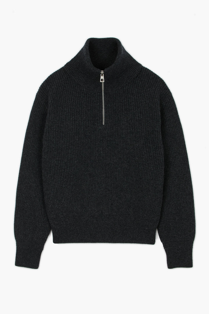 Sailor Sweater - Laine d'agneau Gris Chiné Anthracite