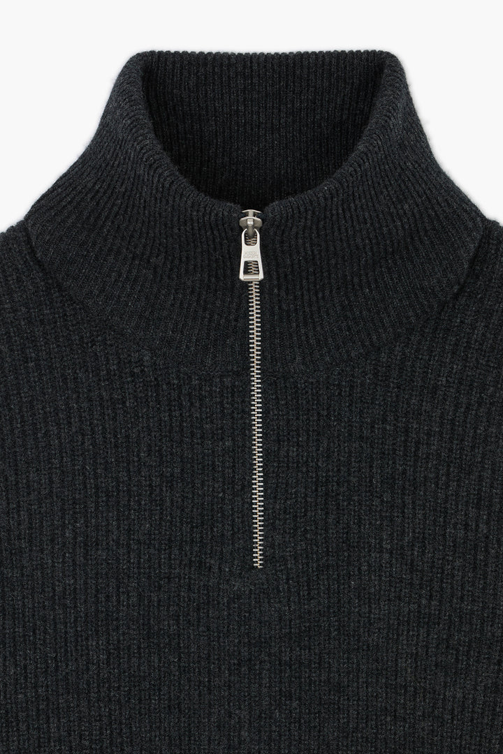 Sailor Sweater - Laine d'agneau Gris Chiné Anthracite