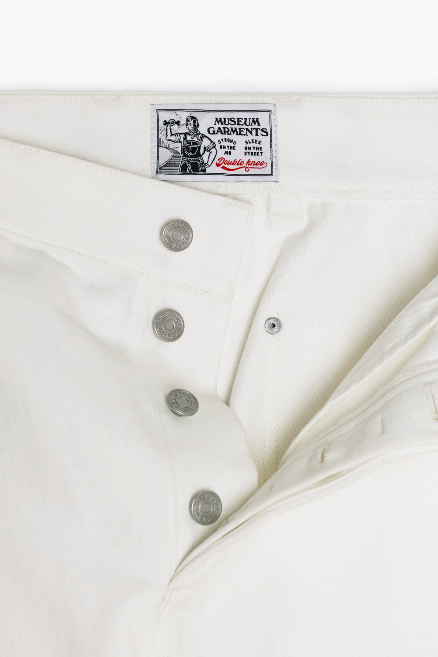 Soft Double Knee Pants - Ecru Cotton Twill