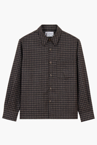 Western Overshirt - Carreaux Laine Recyclée Marron/Beige