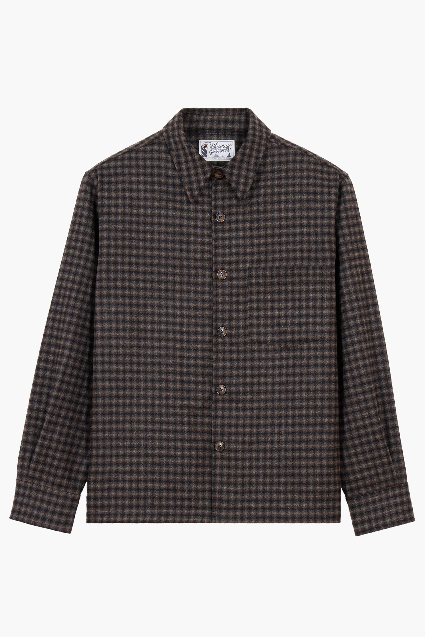 Western Overshirt - Carreaux Laine Recyclée Marron/Beige