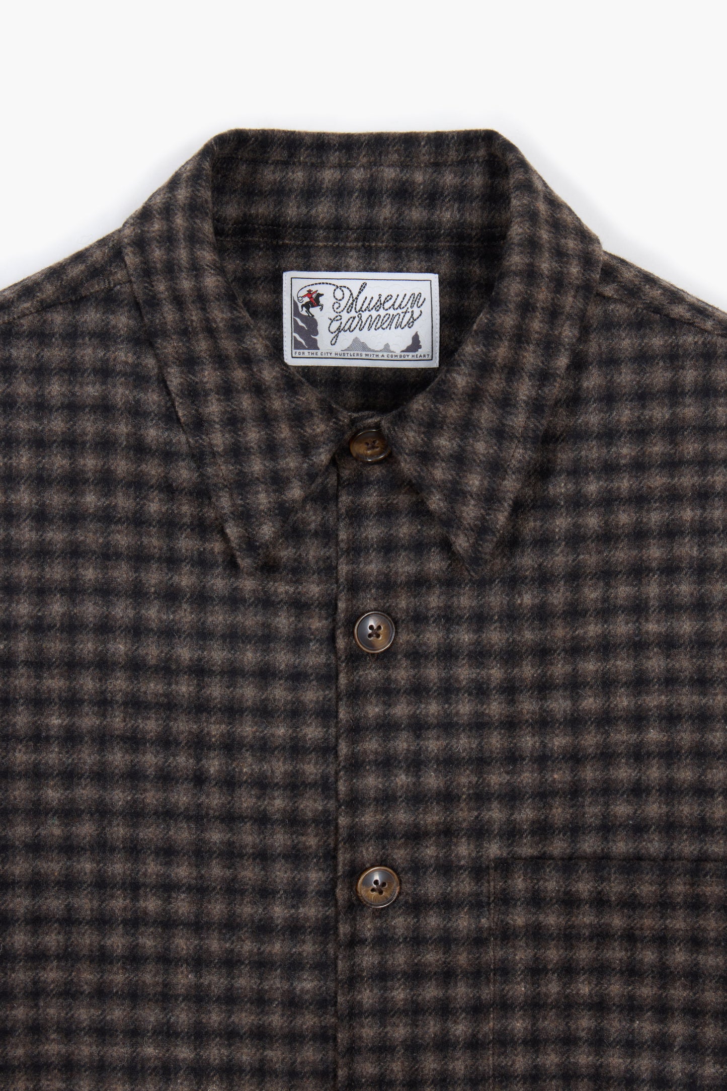 Western Overshirt - Carreaux Laine Recyclée Marron/Beige