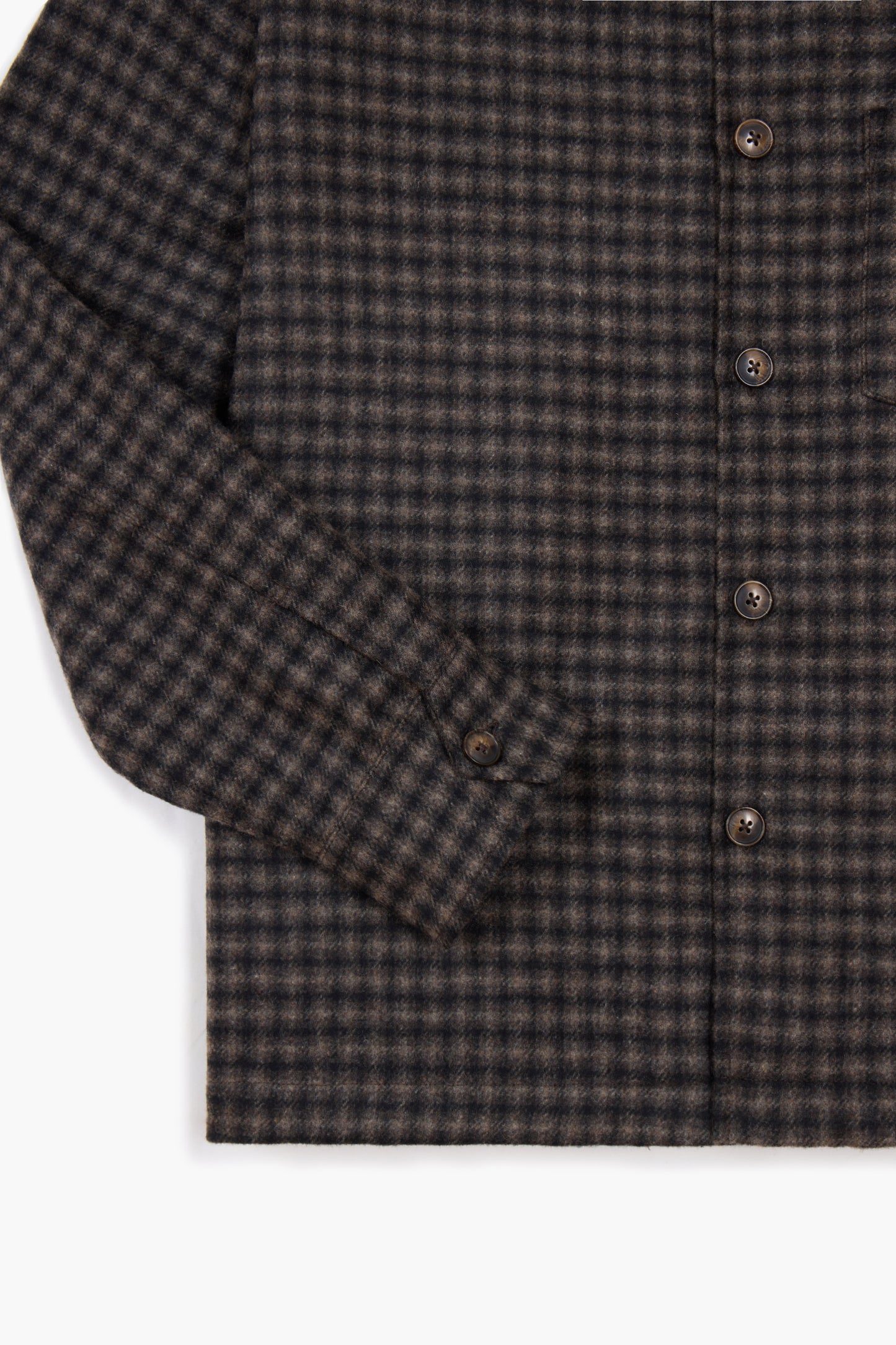 Western Overshirt - Carreaux Laine Recyclée Marron/Beige
