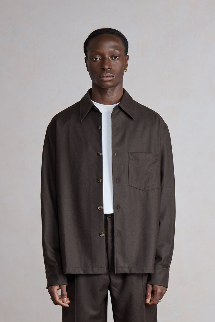 Western Overshirt - Flanelle de Laine Marron