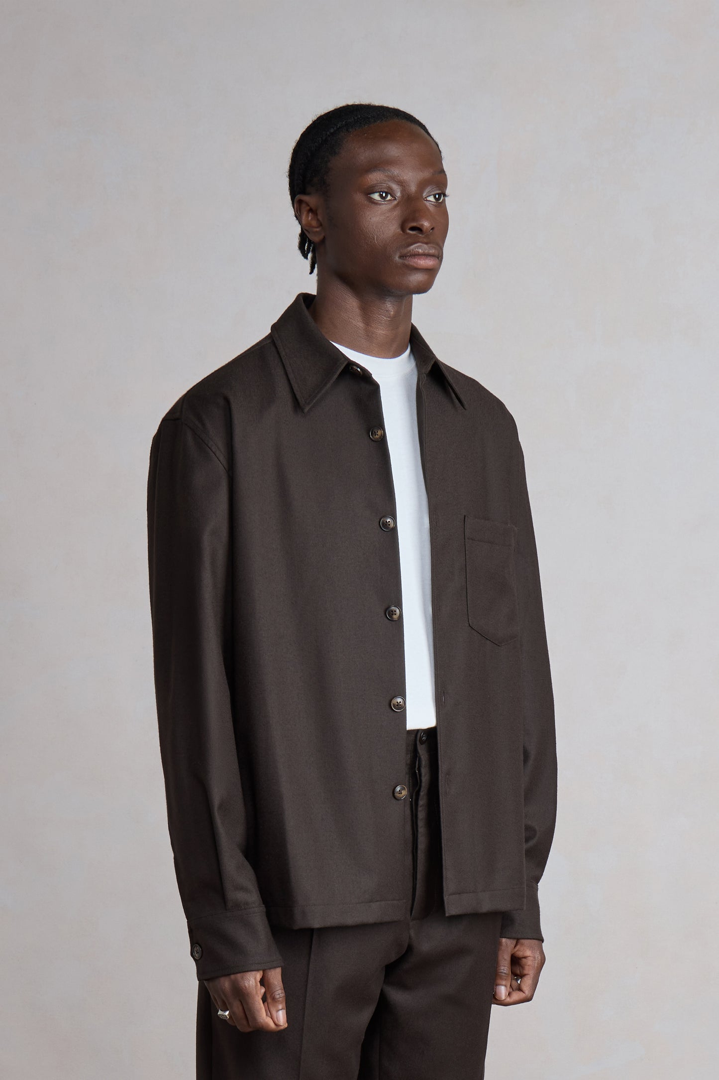Western Overshirt - Flanelle de Laine Marron