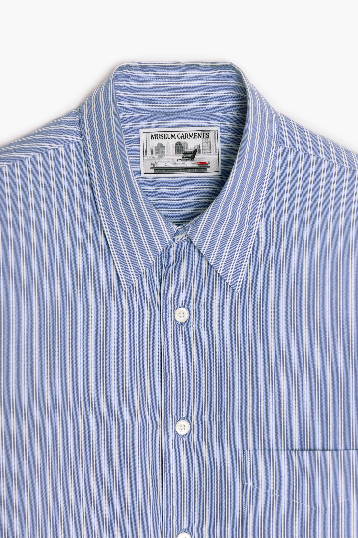 Corporate Shirt - Popeline de coton rayée Bleu/Blanc