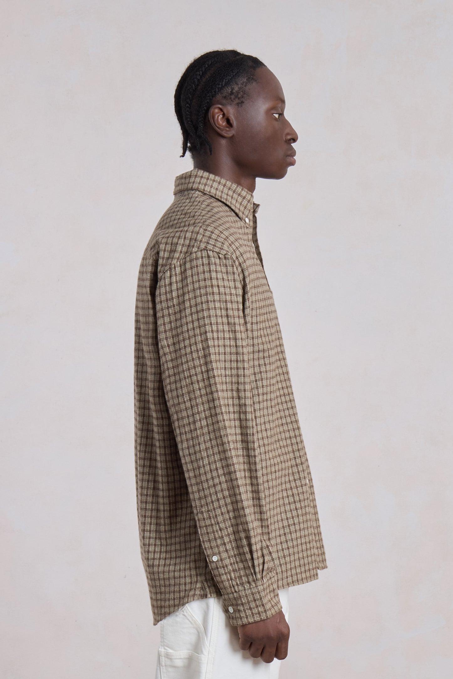 Dad's shirt - Flanelle de coton à carreaux Marron/Vert