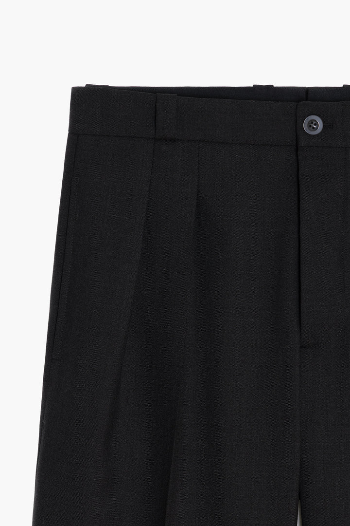 French Military Shorts - Anthracite Grey Tropical Wool Canvas