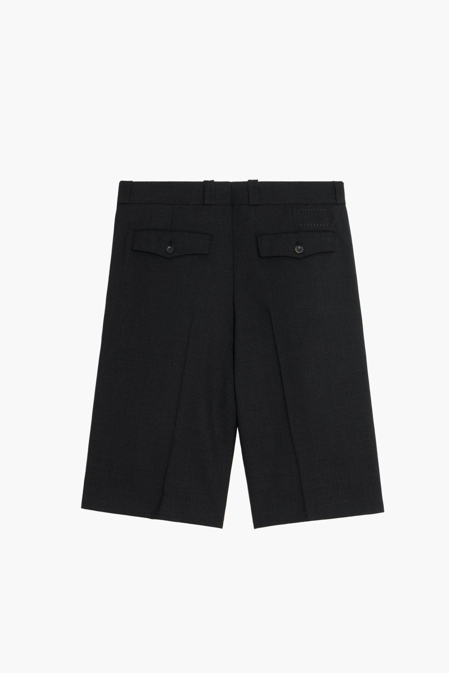 French Military Shorts - Anthracite Grey Tropical Wool Canvas