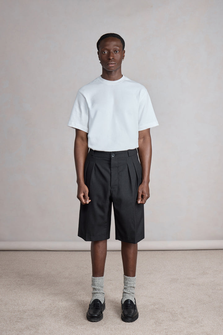 French Military Shorts - Toile de Laine Tropicale Gris Anthracite