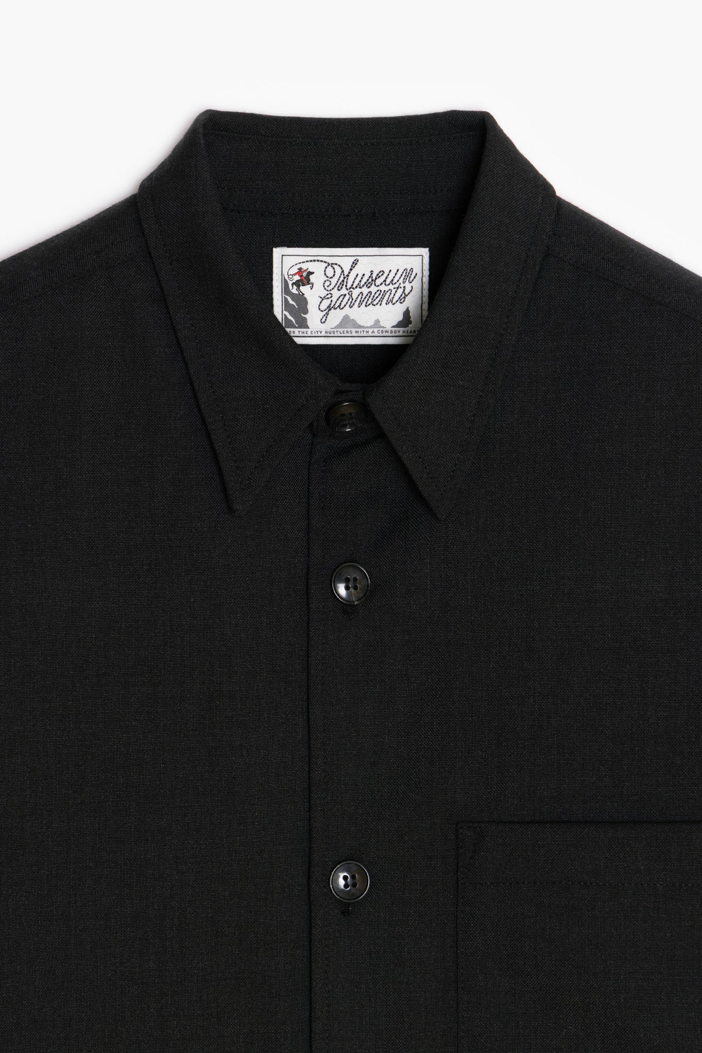 Western Overshirt - Anthracite Grey Tropical Wool Canvas