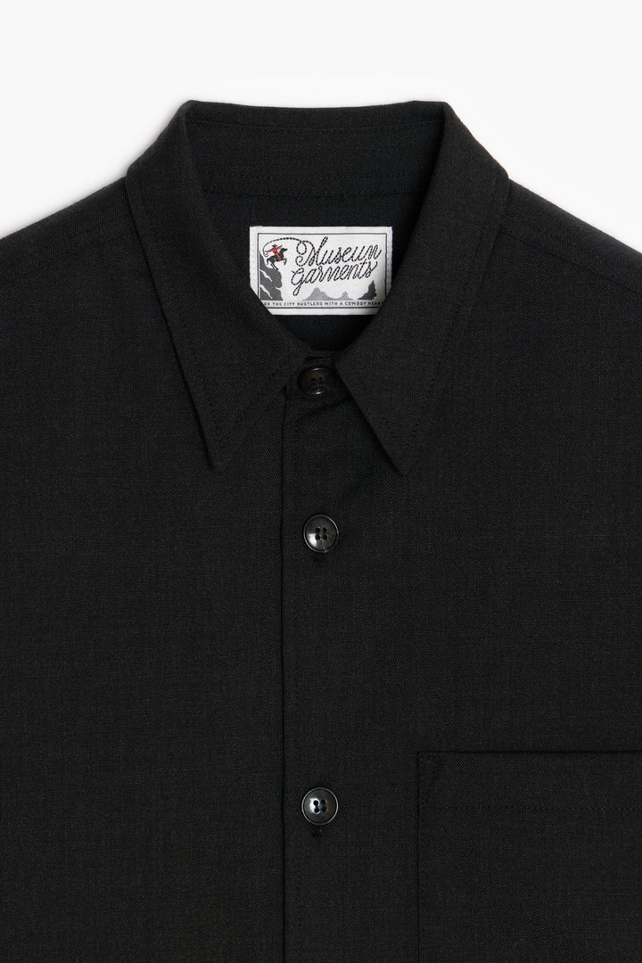 Western Overshirt - Toile de Laine Tropicale Gris Anthracite