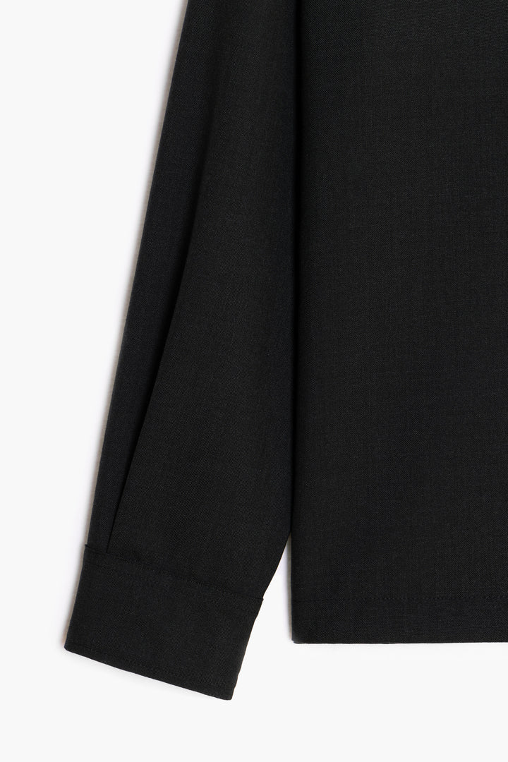 Western Overshirt - Toile de Laine Tropicale Gris Anthracite