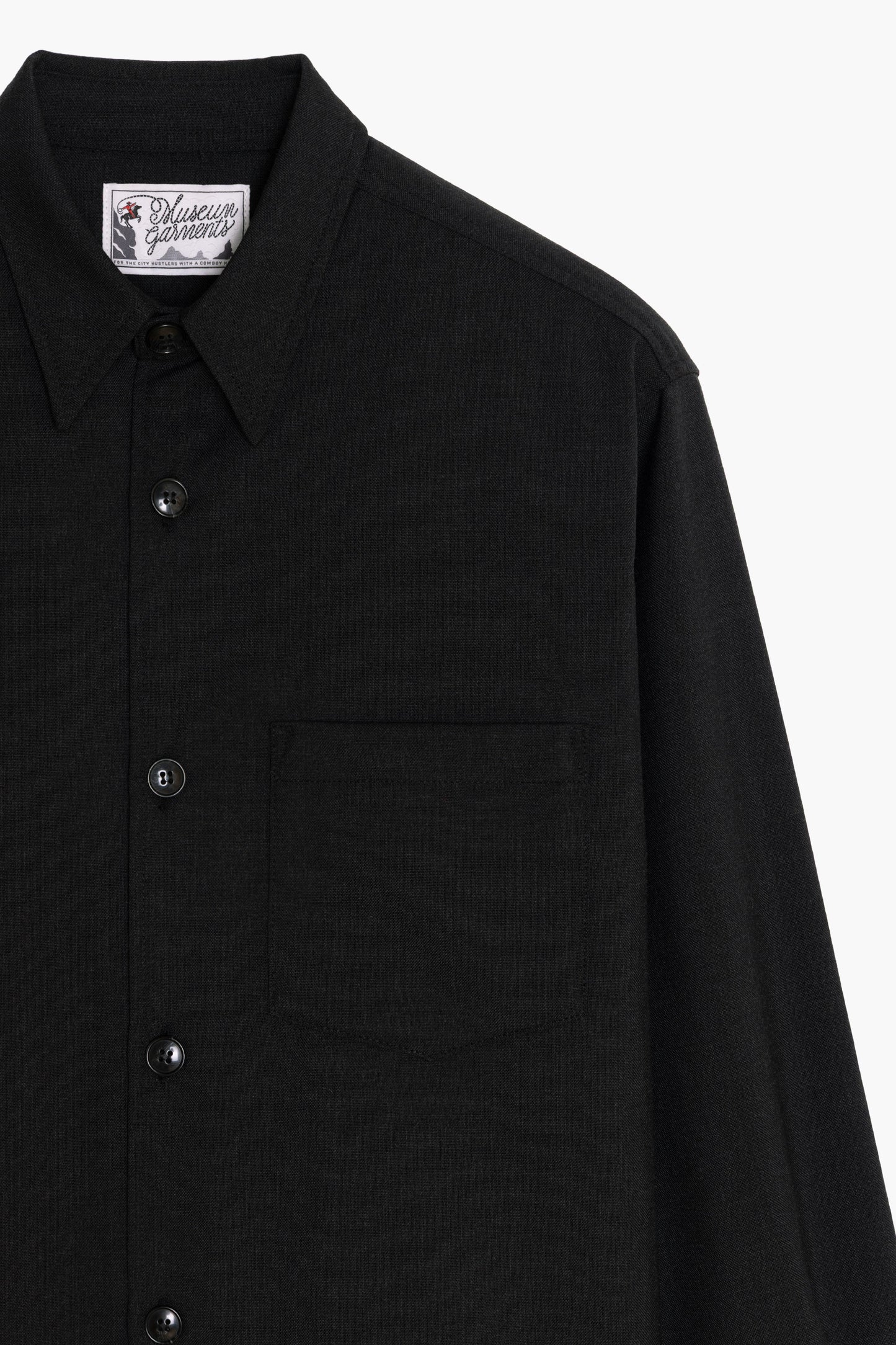 Western Overshirt - Anthracite Grey Tropical Wool Canvas