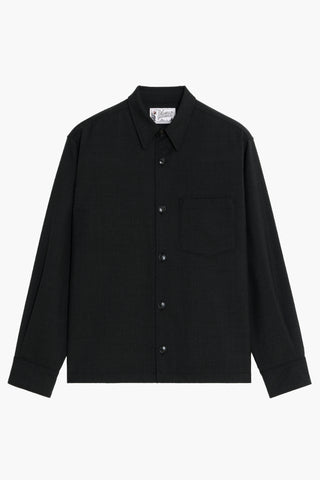 Western Overshirt - Toile de Laine Tropicale Gris Anthracite