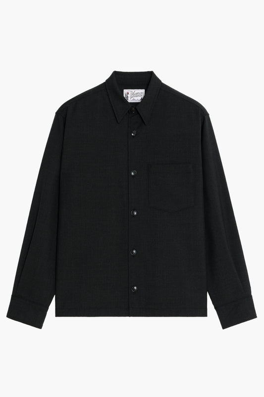 Western Overshirt - Toile de Laine Tropicale Gris Anthracite